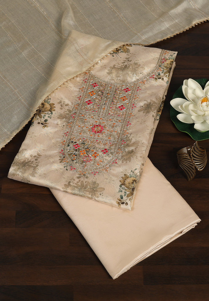 Elegant Banarasi Chanderi Unstitched Suit