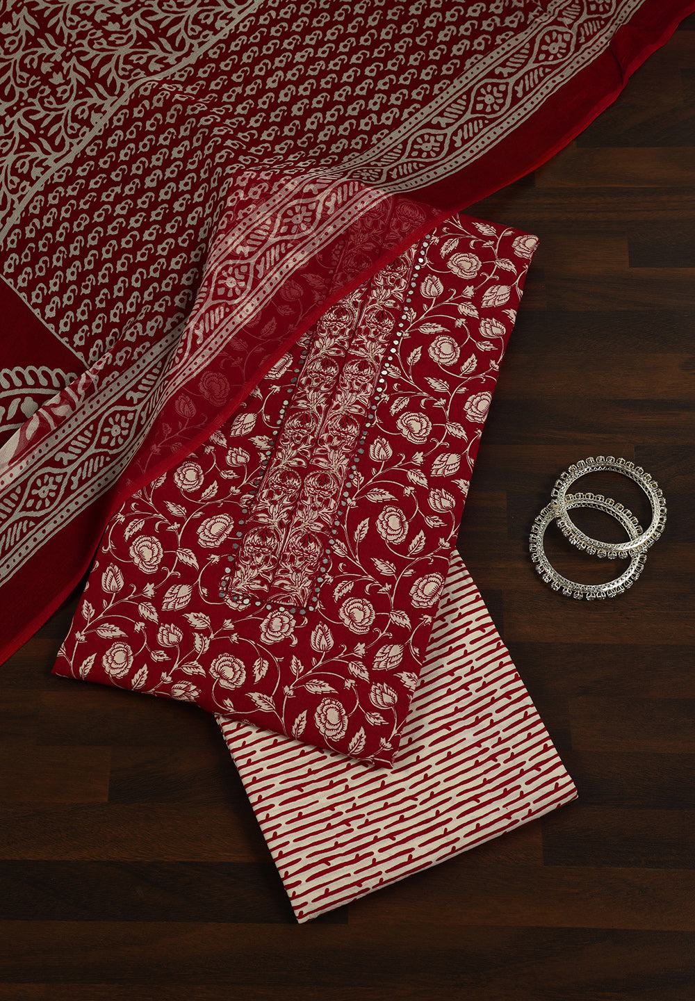 Printed Cotton Unstitched Suit with Neck Patch