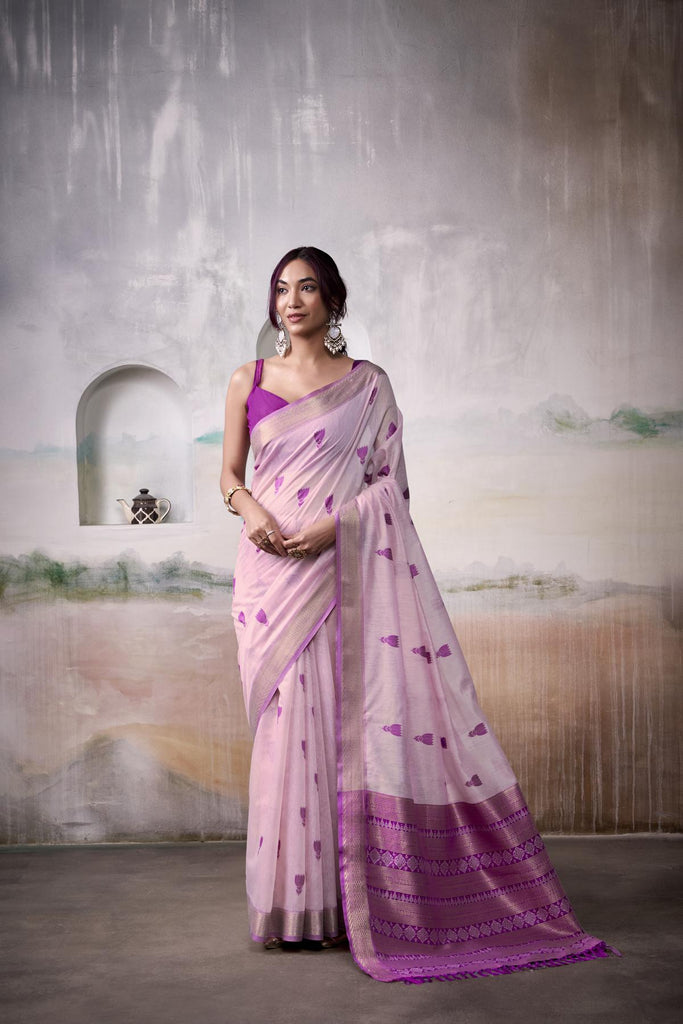 Linen Saree with a Touch of Zari