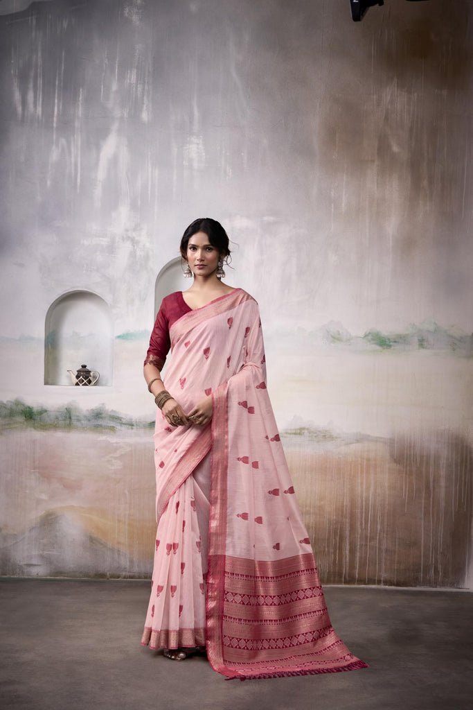Linen Saree with a Touch of Zari