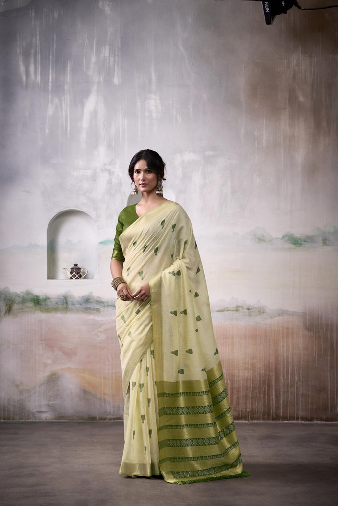 Linen Saree with a Touch of Zari