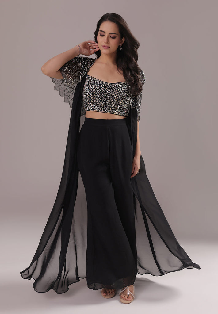 Black Sequin Cape Co-ord Set