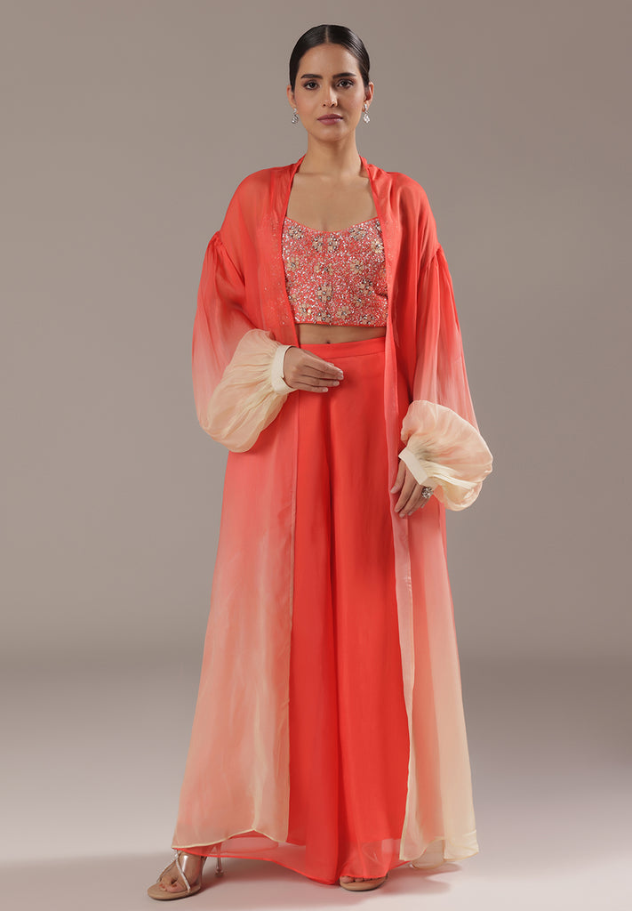 Greenish Pink Sharara Suit Paired With A Cape