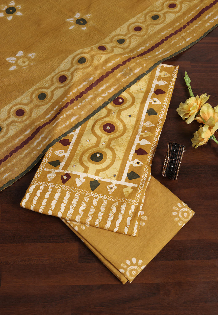 "Timeless Beauty: Cotton Unstitched Suit with Authentic Batik Print"