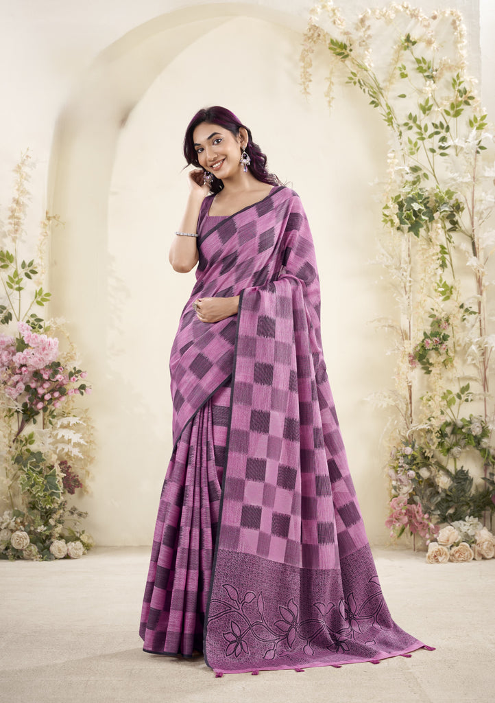 Tissue Silk Saree with a Touch of Block Print