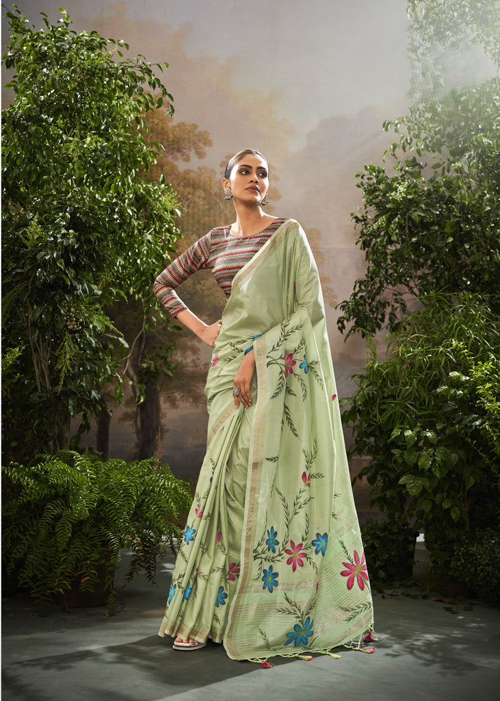 Tissue  Silk Saree with Brush Print