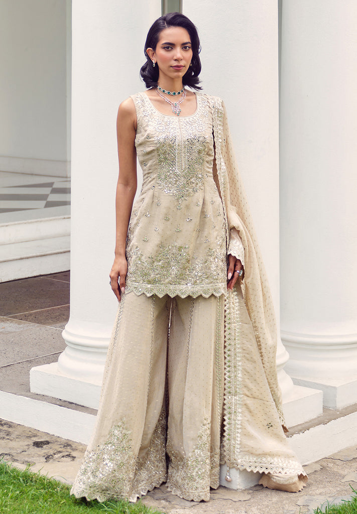 Nazaakat - Cream Colour Organza Sharara Suit