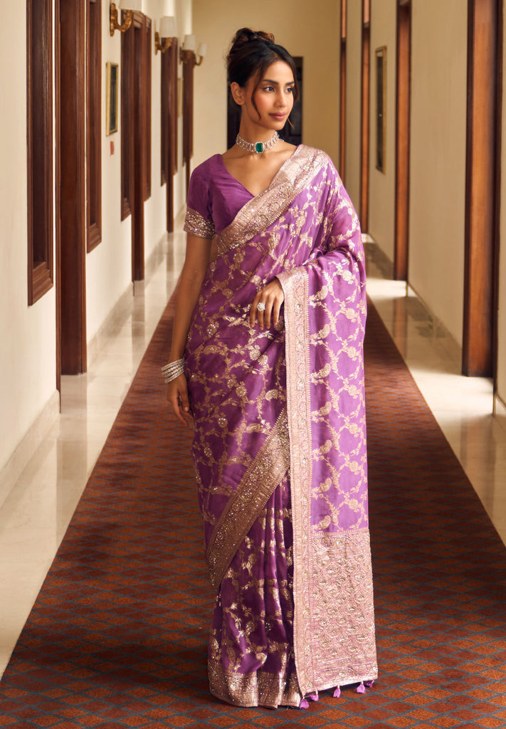 Nazaakat - Purple Banarasi Silk Saree