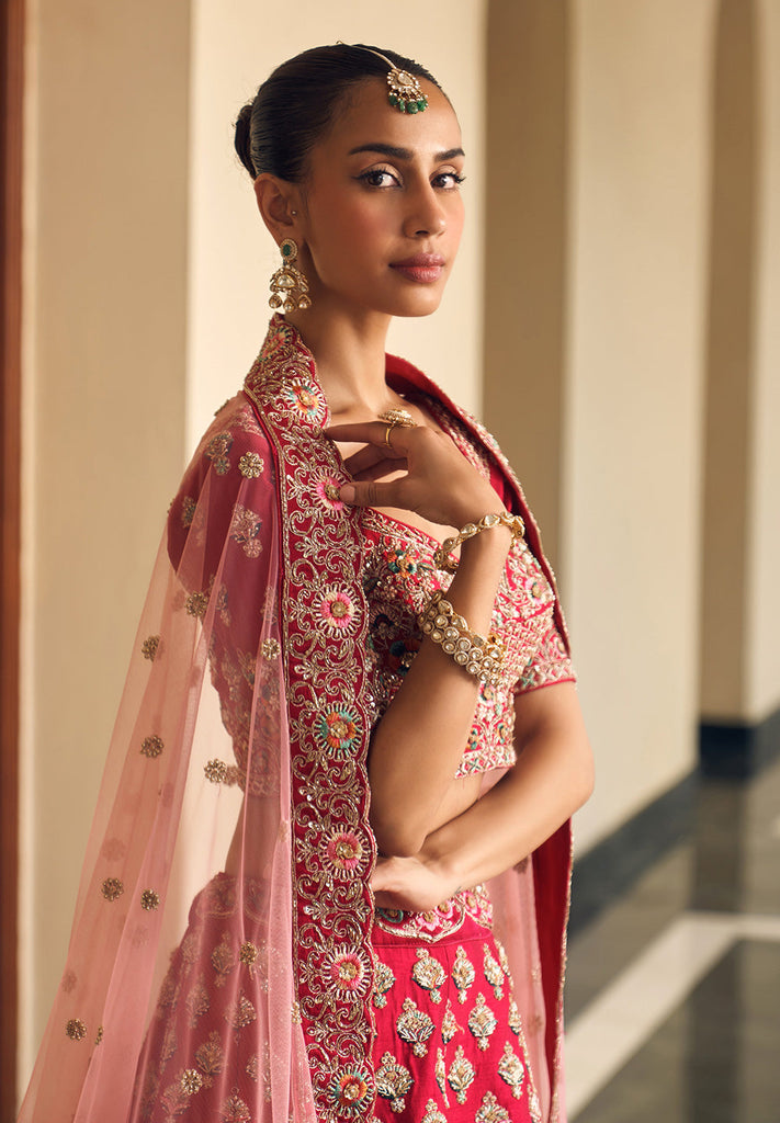 Shop Semi-stitched Rani Bridal Lehenga Online | Bombay Selections