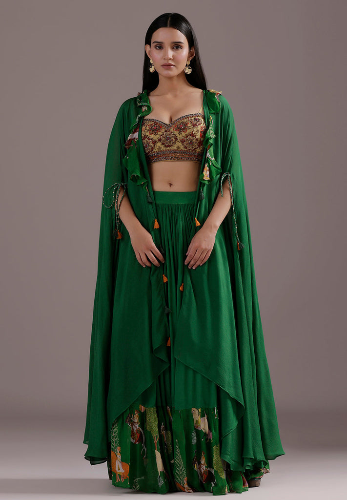 Embroidered Cutdana Lehenga Set with Stylish Shrug