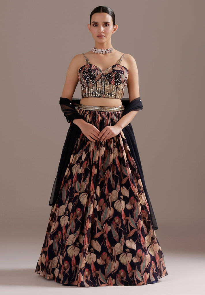 Multi-Hued Lehenga with Sequin & Cutdana Glam