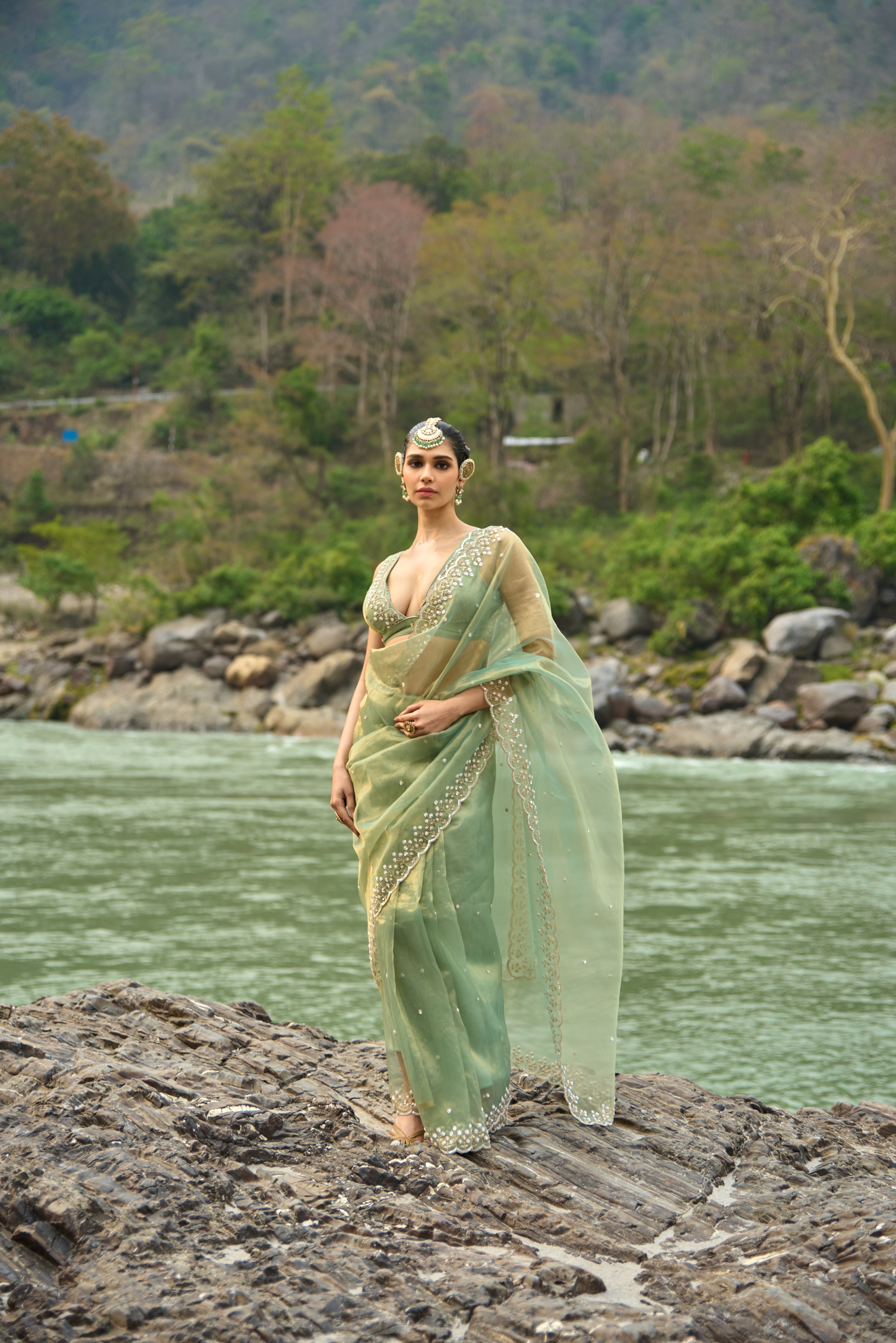 Opaline Drift Saree Set