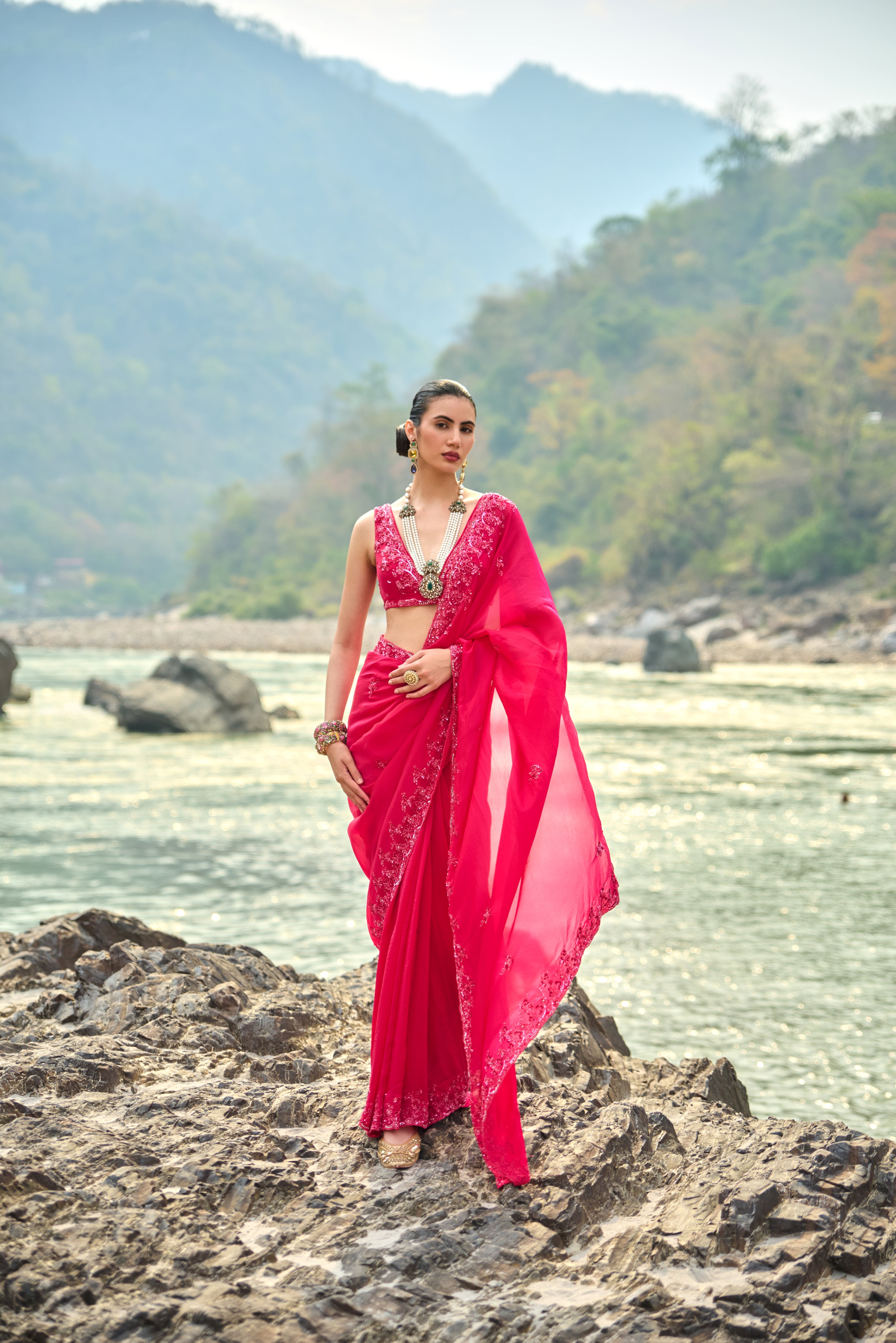 Rosette Glow Saree Set