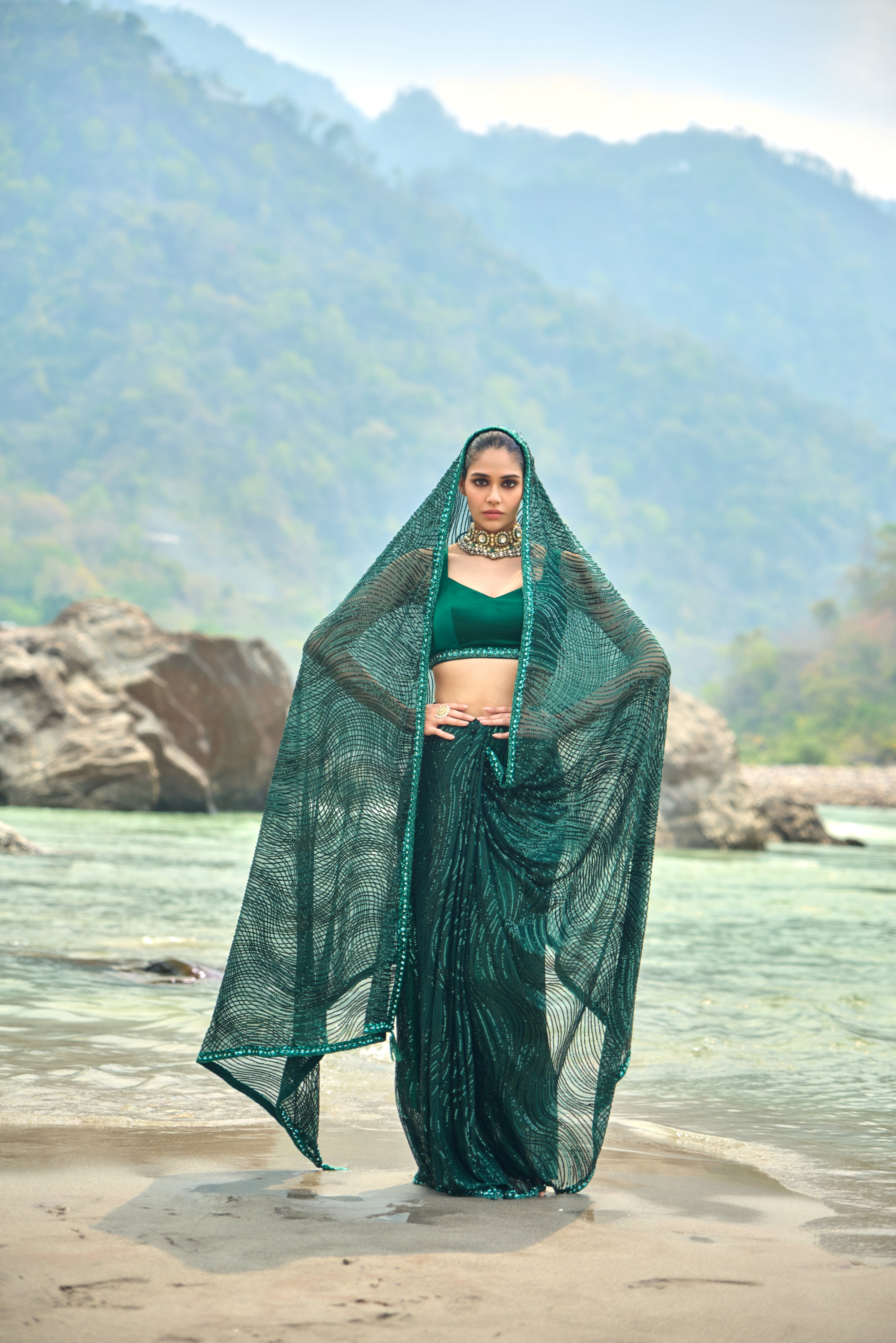 Emerald Mirage Saree Set