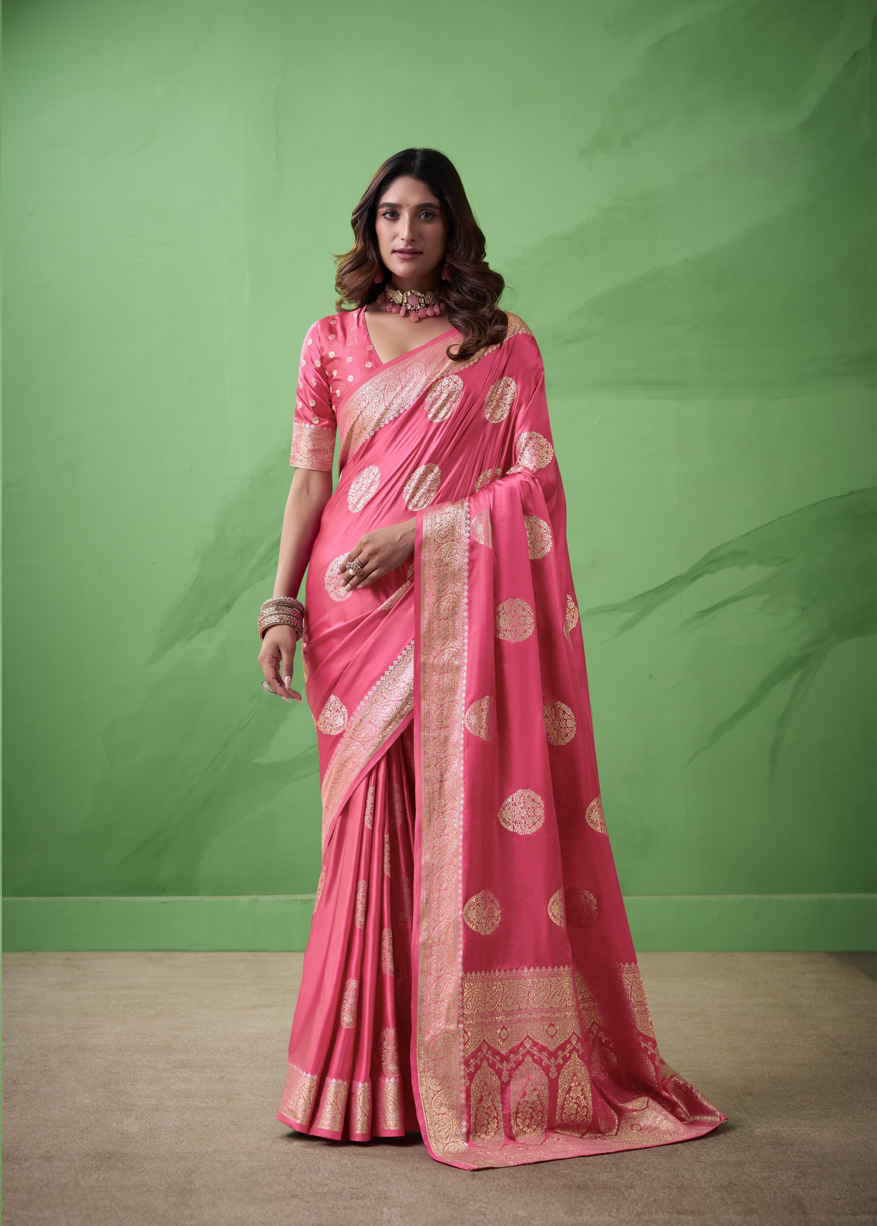 Royal Prussian Banarasi Silk Saree with Intricate Gold Zari Work