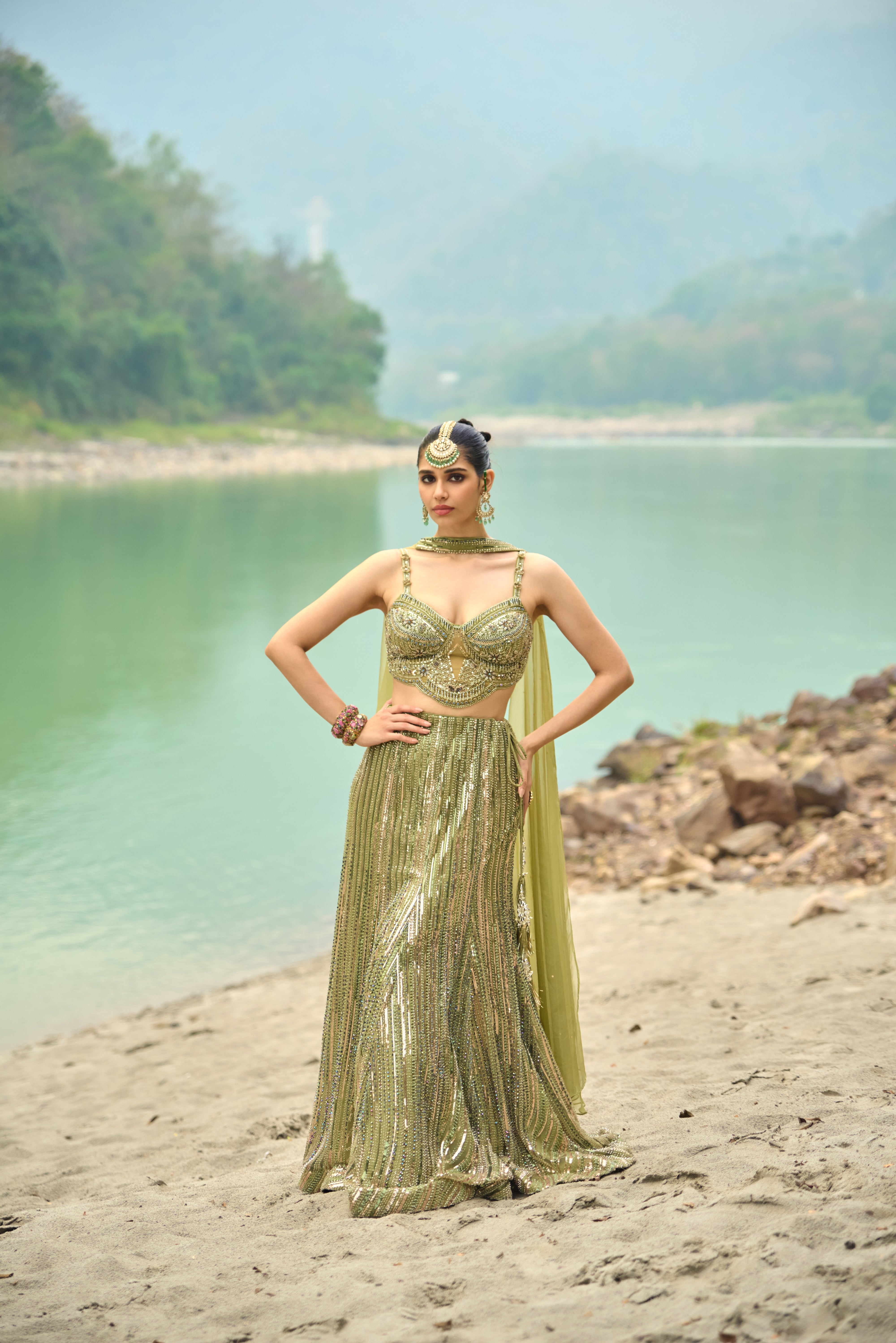 Pistachio Platinum Lehenga Set