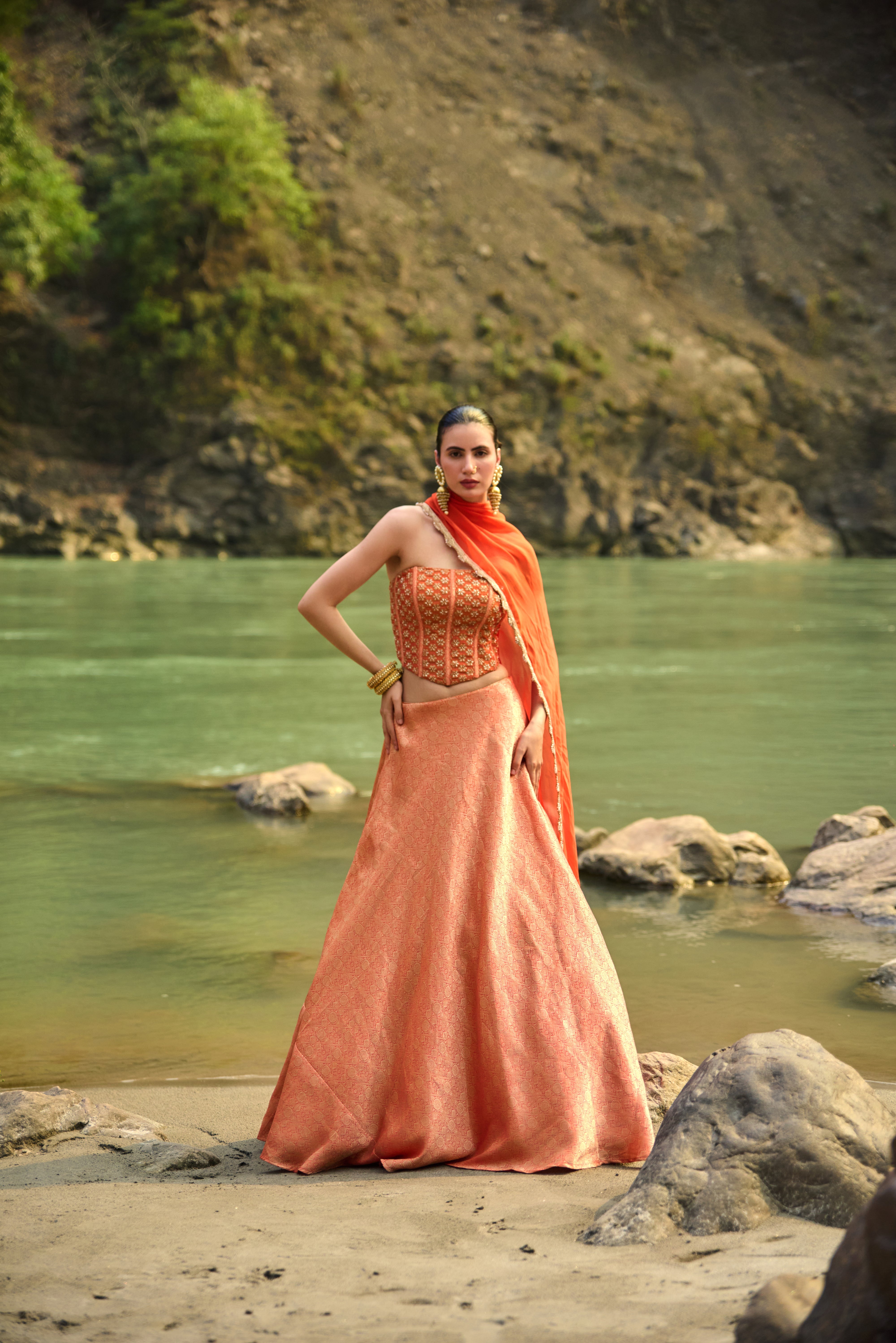 Burnt Orange Lehenga Set