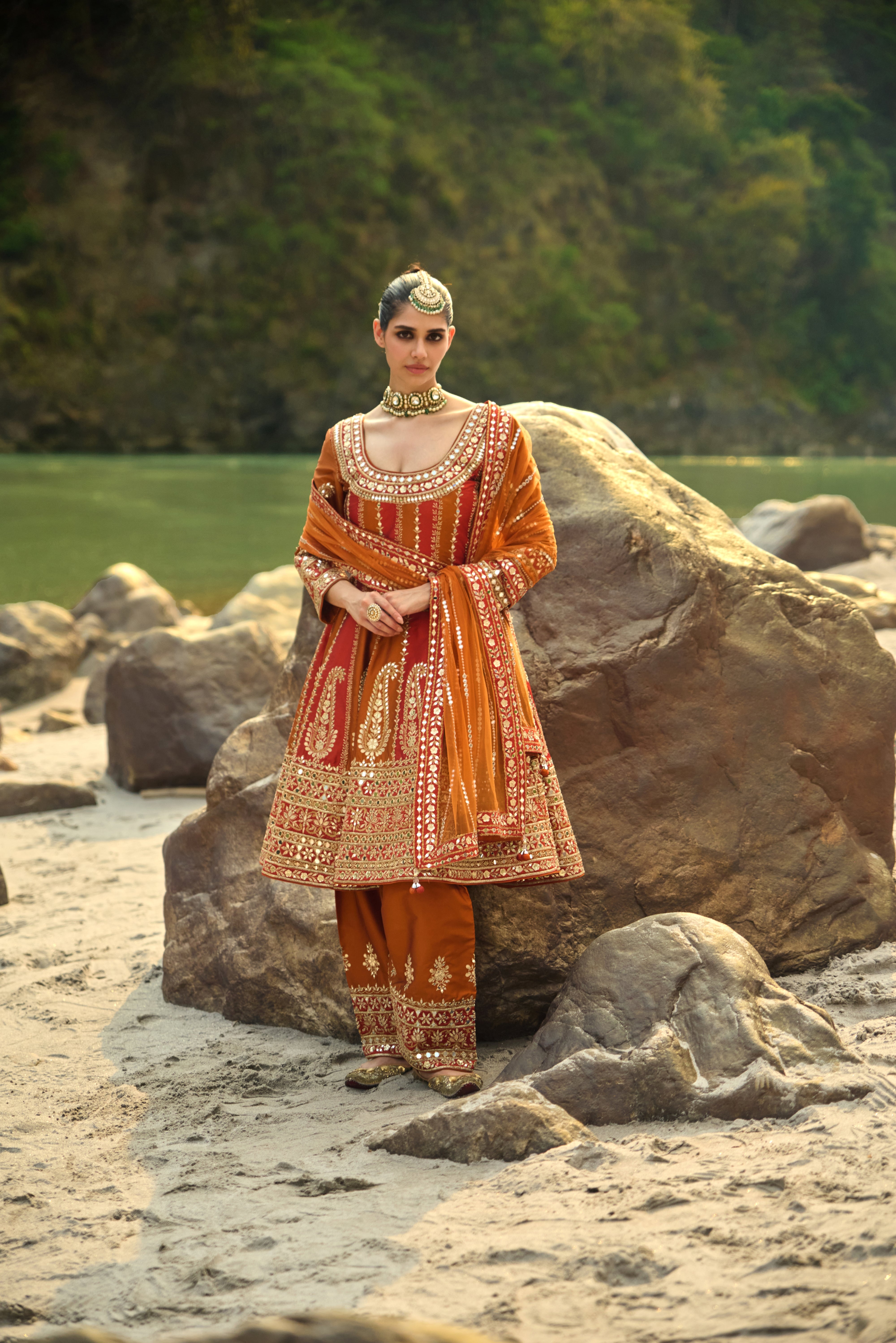 Copper Amber Sharrara Set