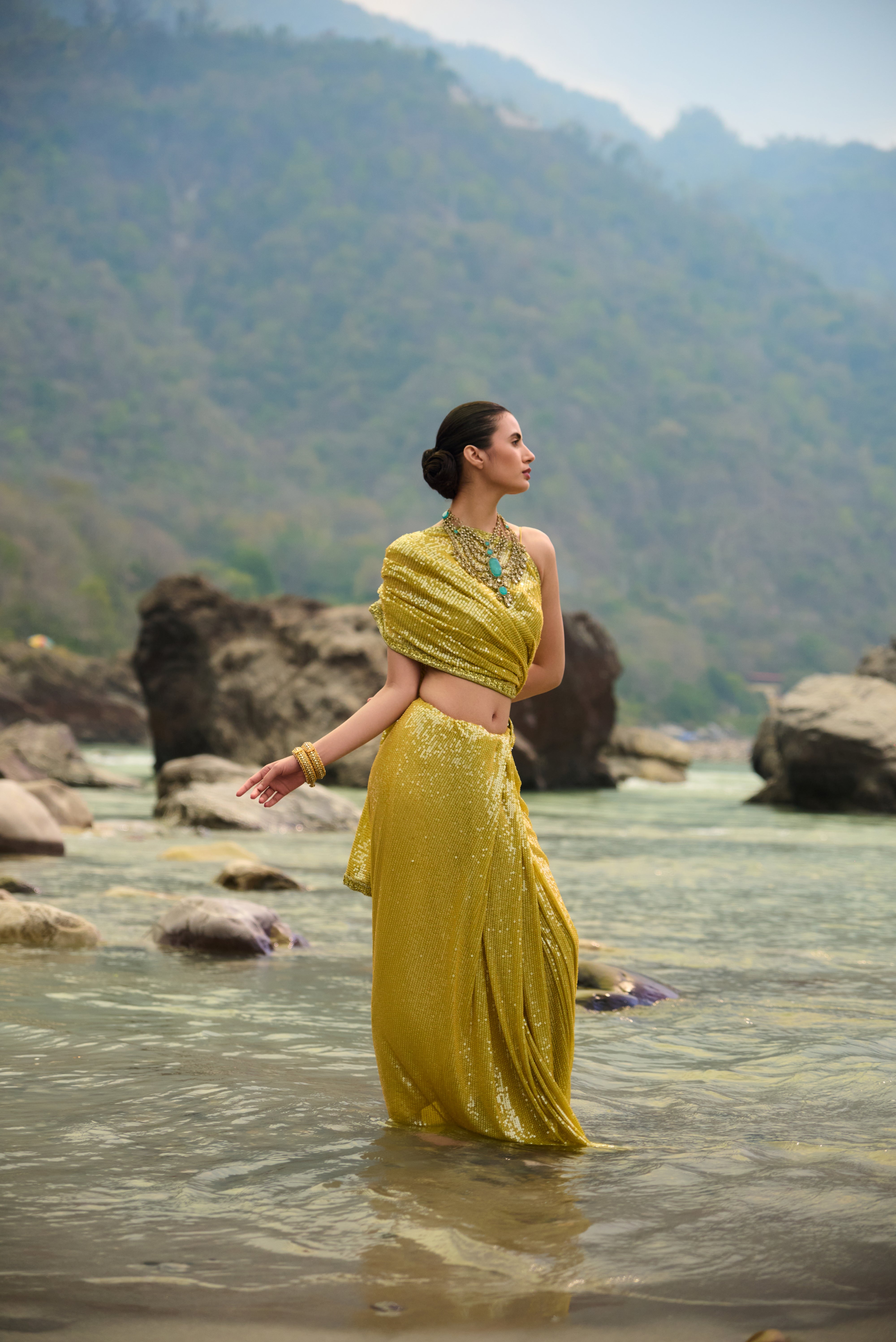 Citrine Glow Saree Set