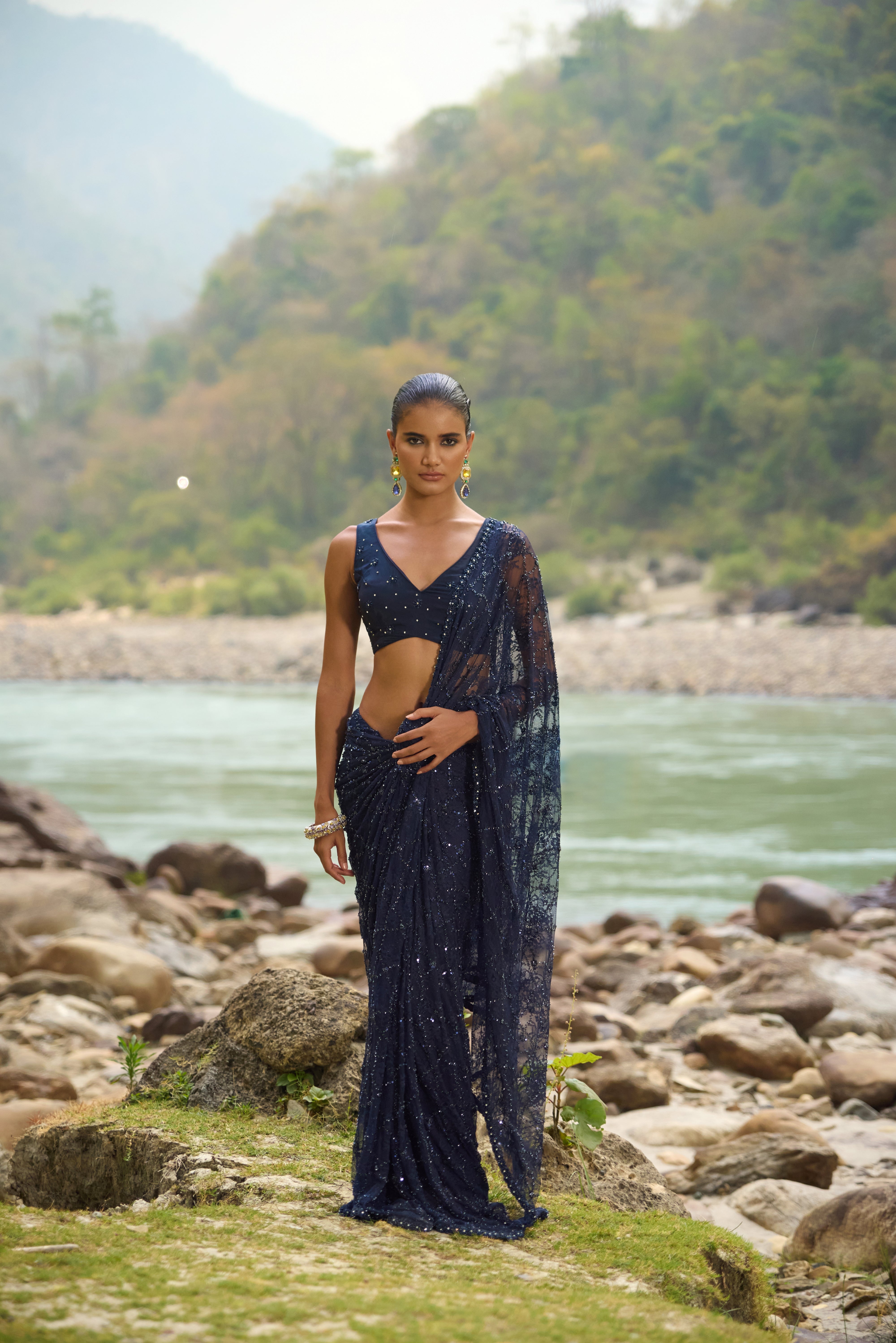 Midnight Blue Reverie Saree Set