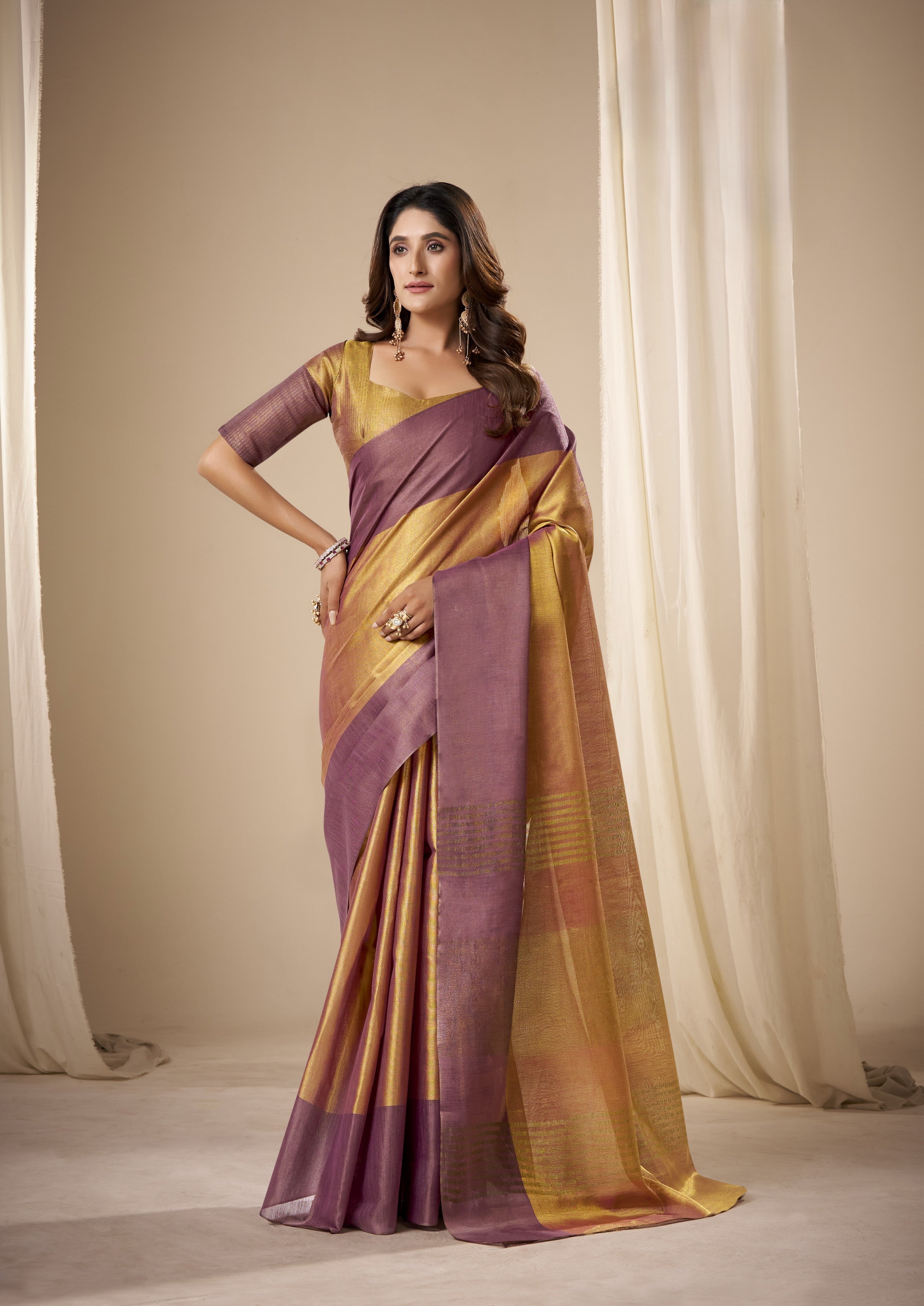 Tissue Silk Saree with a Touch of Zari