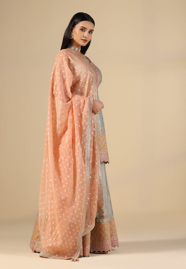 Buy Grey Raw Silk Sharara Suit for Women at Best Price