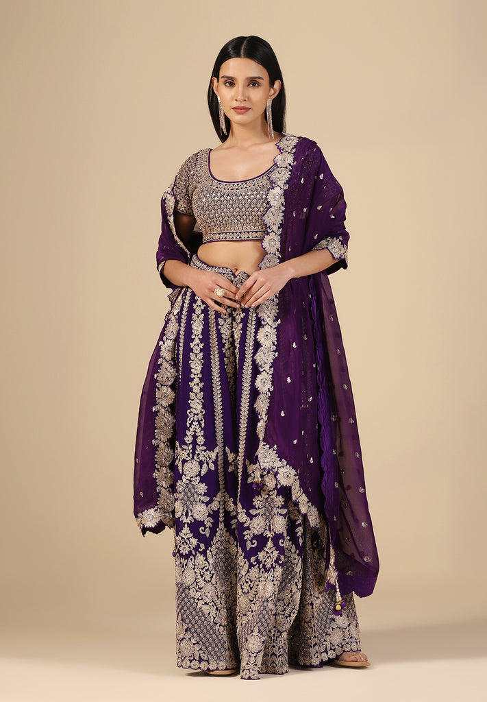 Purple Georgette Sharara Set