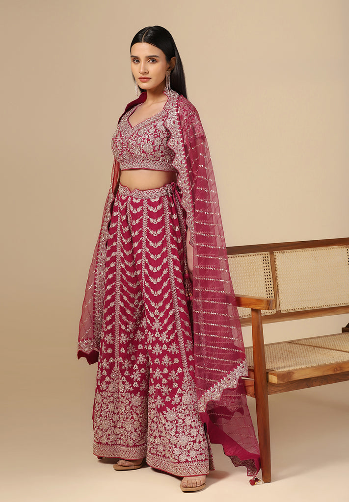 Red Georgette Sharara Set