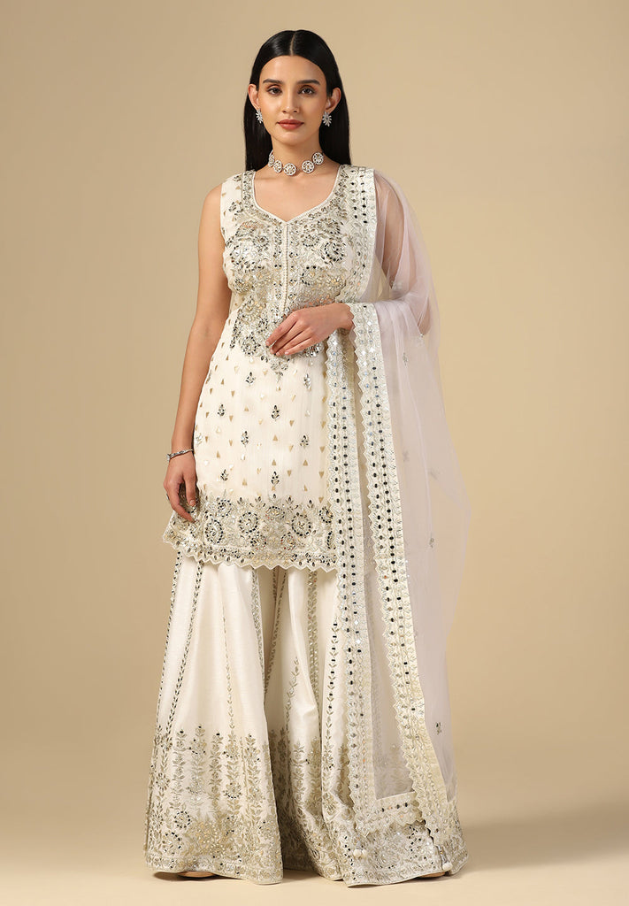 Off White Serenity Raw Silk Sharara Suit