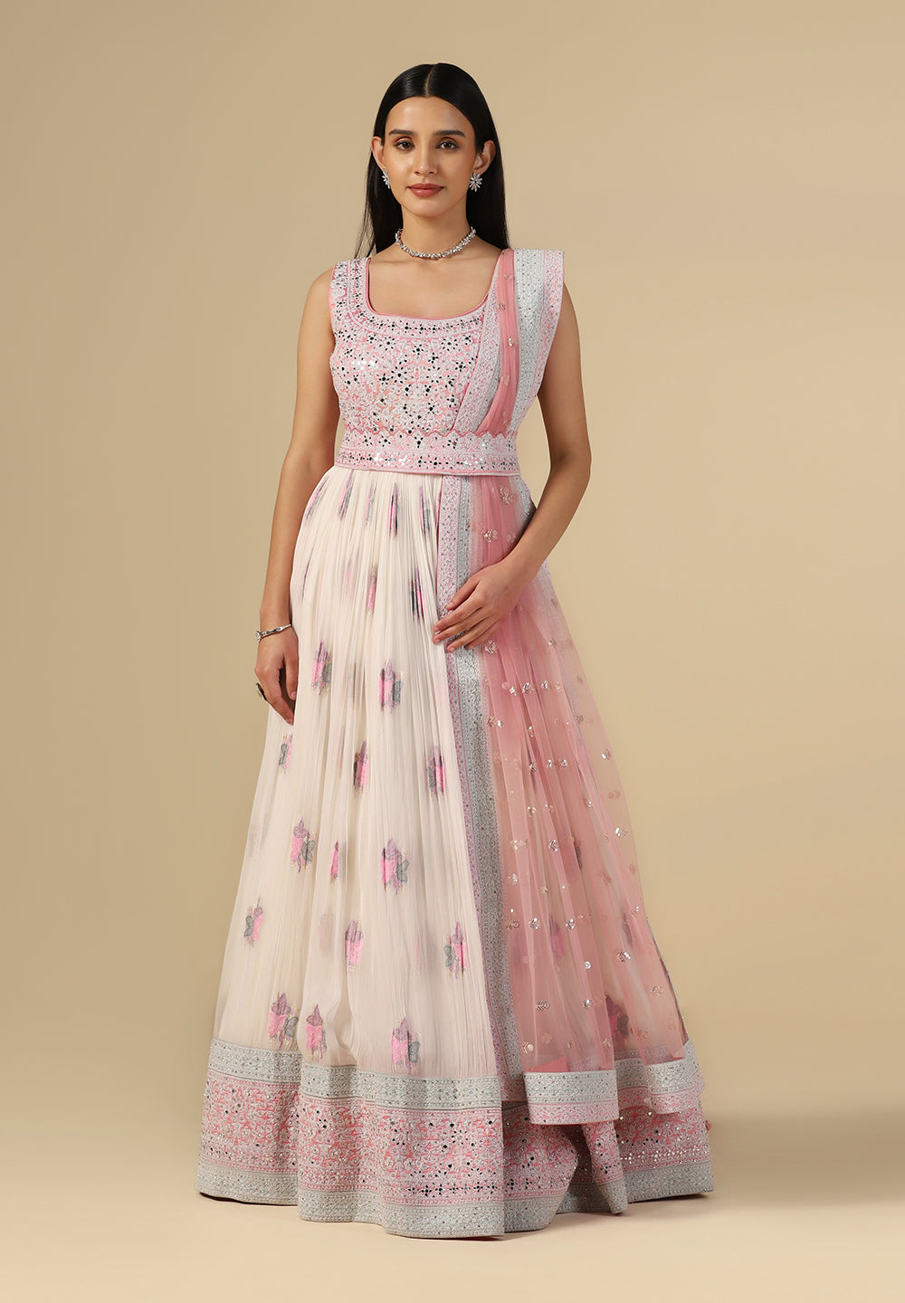 Buy Elegance Off-White Anarkali Gown Online