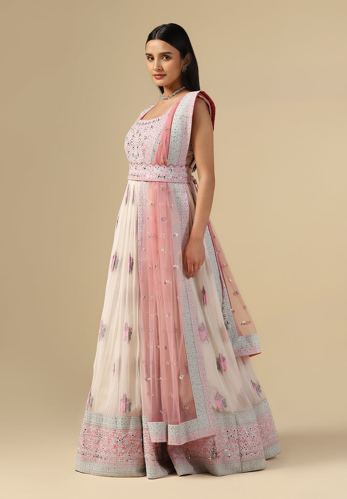 Buy Elegance Off-White Anarkali Gown Online in India