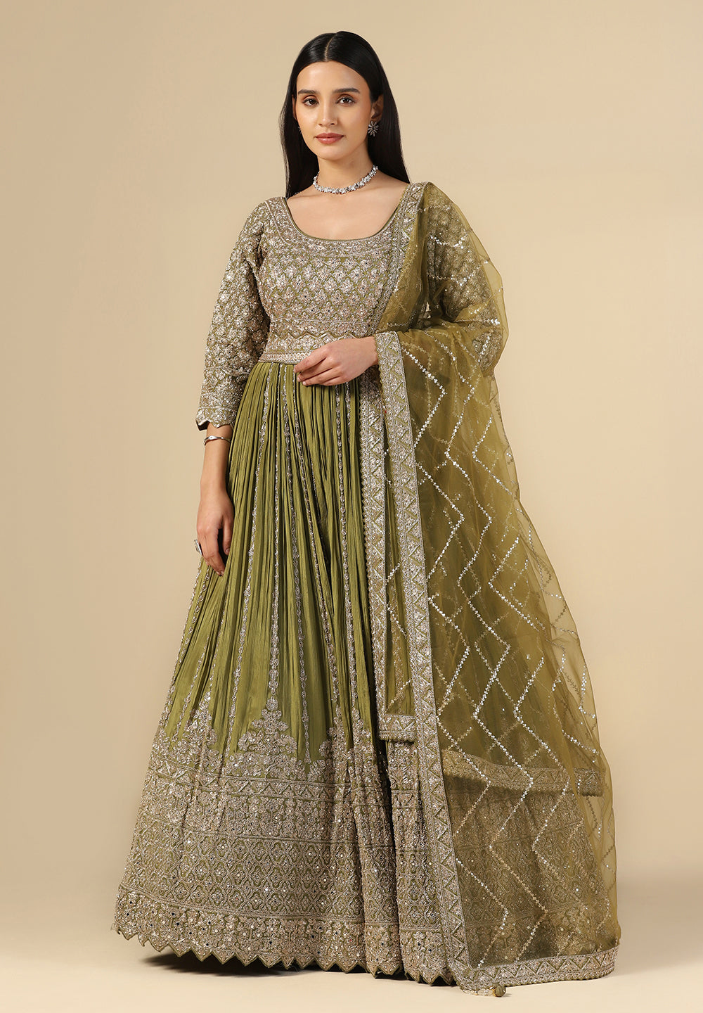 Green Anarkali Gown for Women