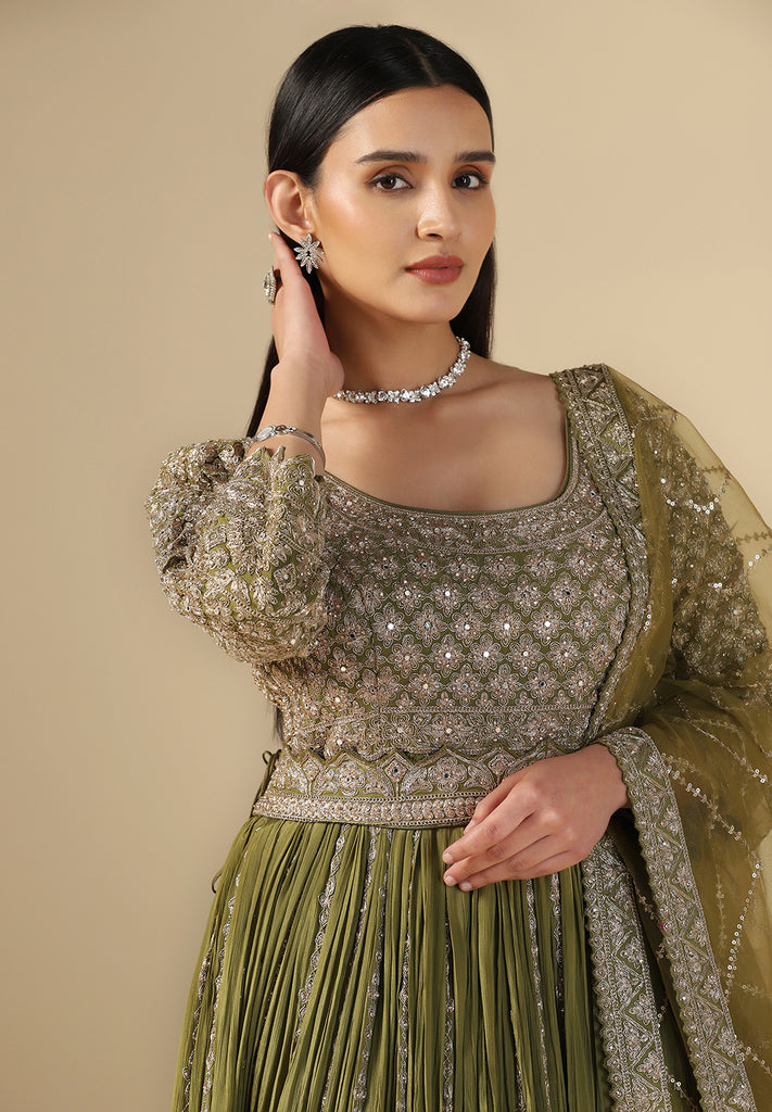 Green Anarkali Gown for engagement