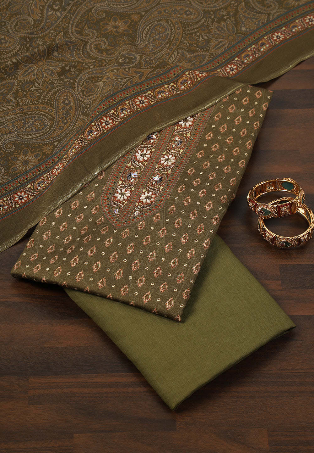 Cotton Unstitched Suit With Pearls Zarkan Work