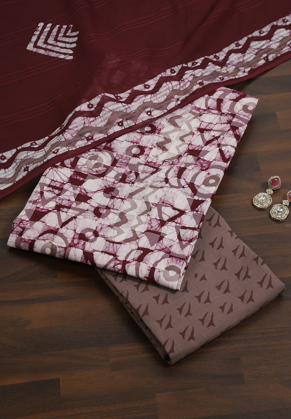 Batik Print  Cotton Unstitched Suit Set