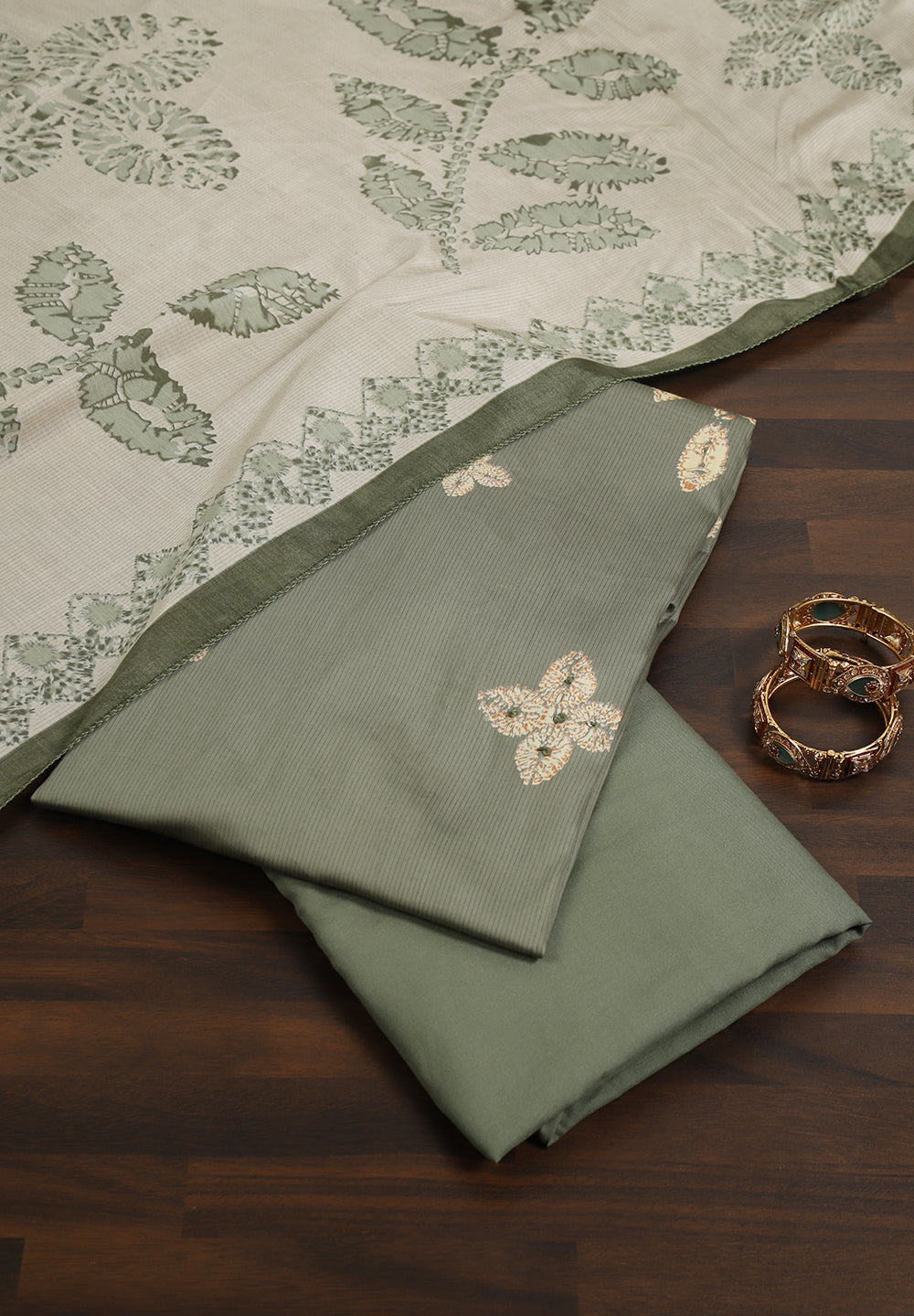 Printed Cotton unstitched Suit With Note Sequins Work