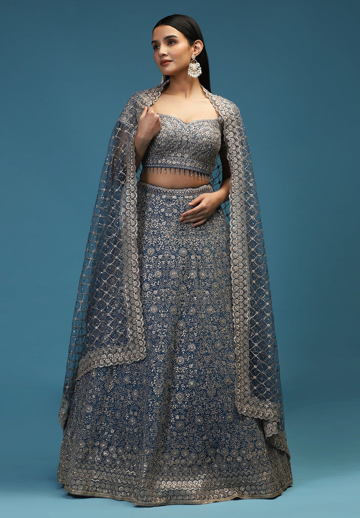 Buy Blue Lehenga Set for Brides | Bombay Selections