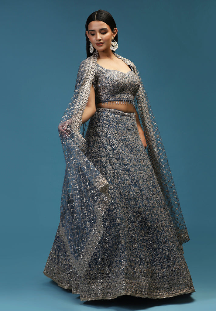 Buy Blue Lehenga Set for Brides 