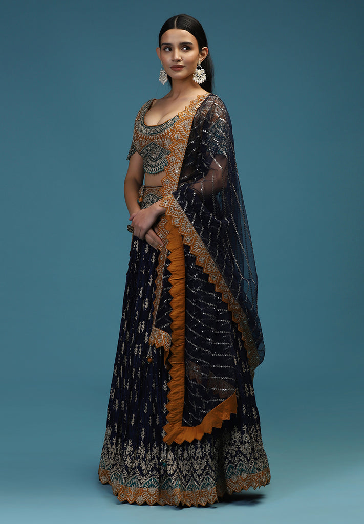 Shop Navy Blue Lehenga Set for Brides in India