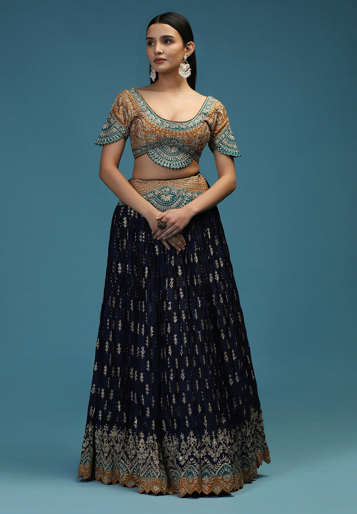 Buy Navy Blue Lehenga Set for Brides Online