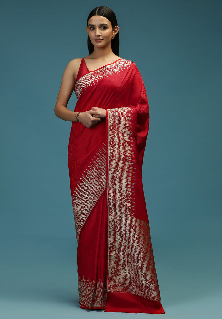 SATIN ZARI BORDER SAREE