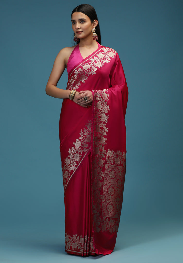 SATIN ZARI BORDER SAREE