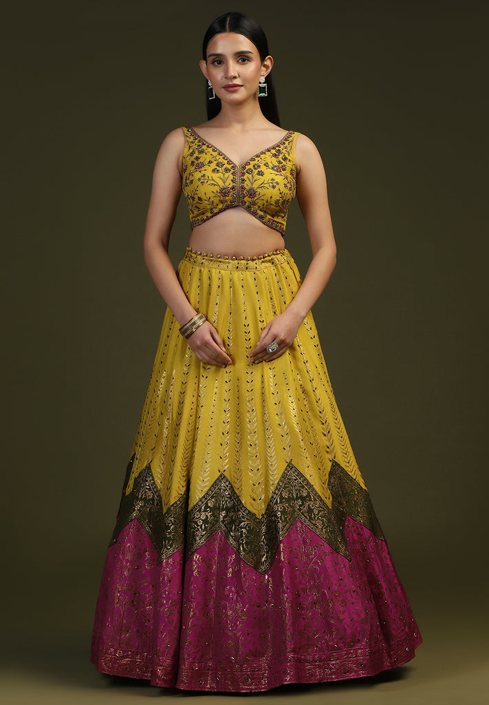 Buy Mustard Readymade Lehenga Set Online