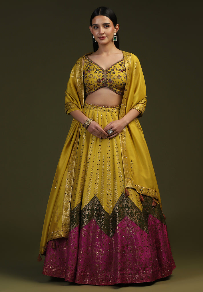 Buy Designer Mustard Readymade Lehenga Set Online for Women