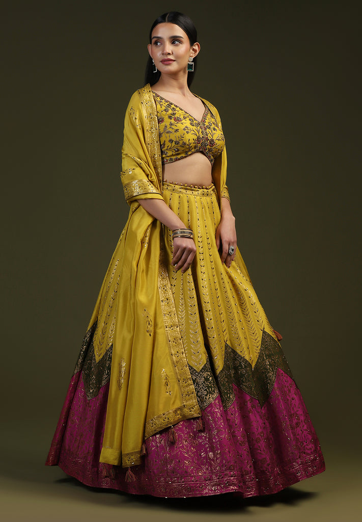 Get Mustard Readymade Lehenga Set Online in India