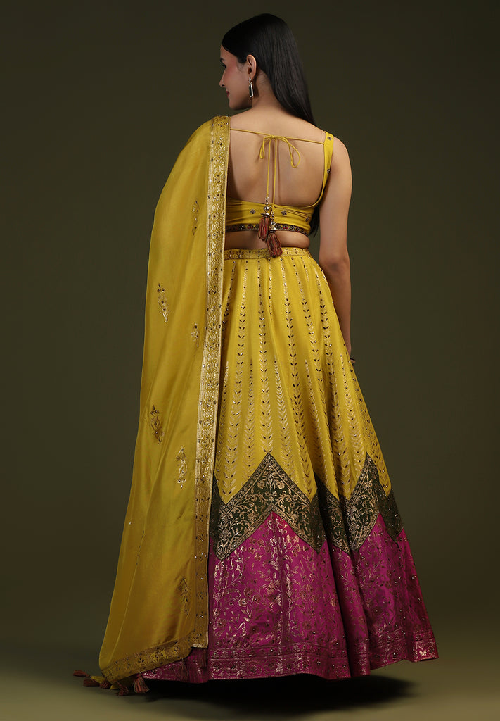 Buy Mustard Readymade Lehenga Set 