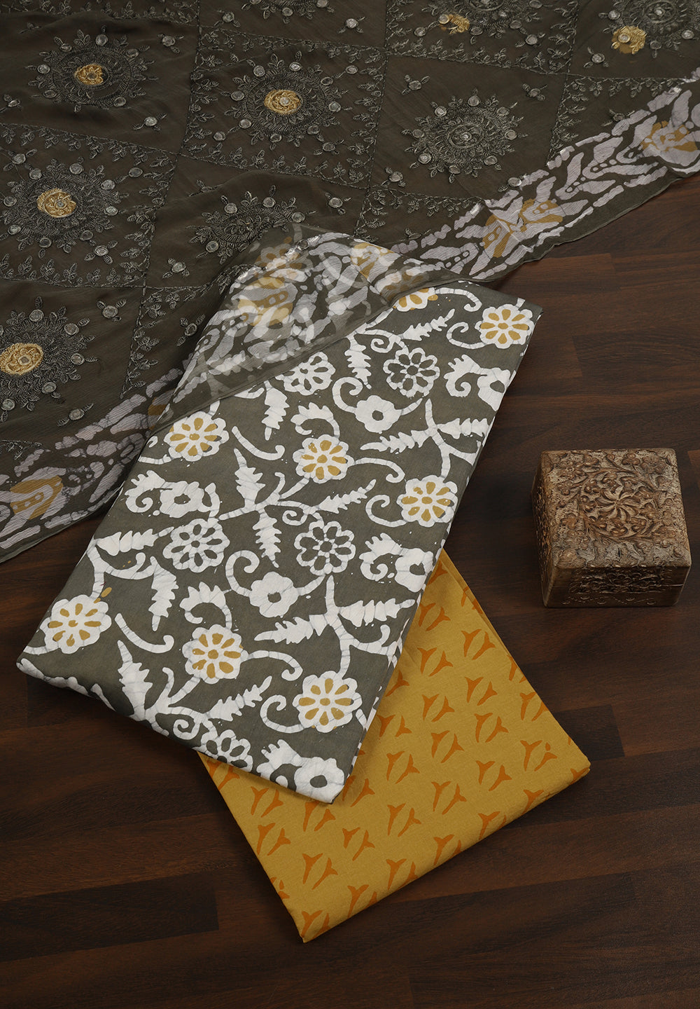 Batik Print  Cotton Unstitched Suit Set