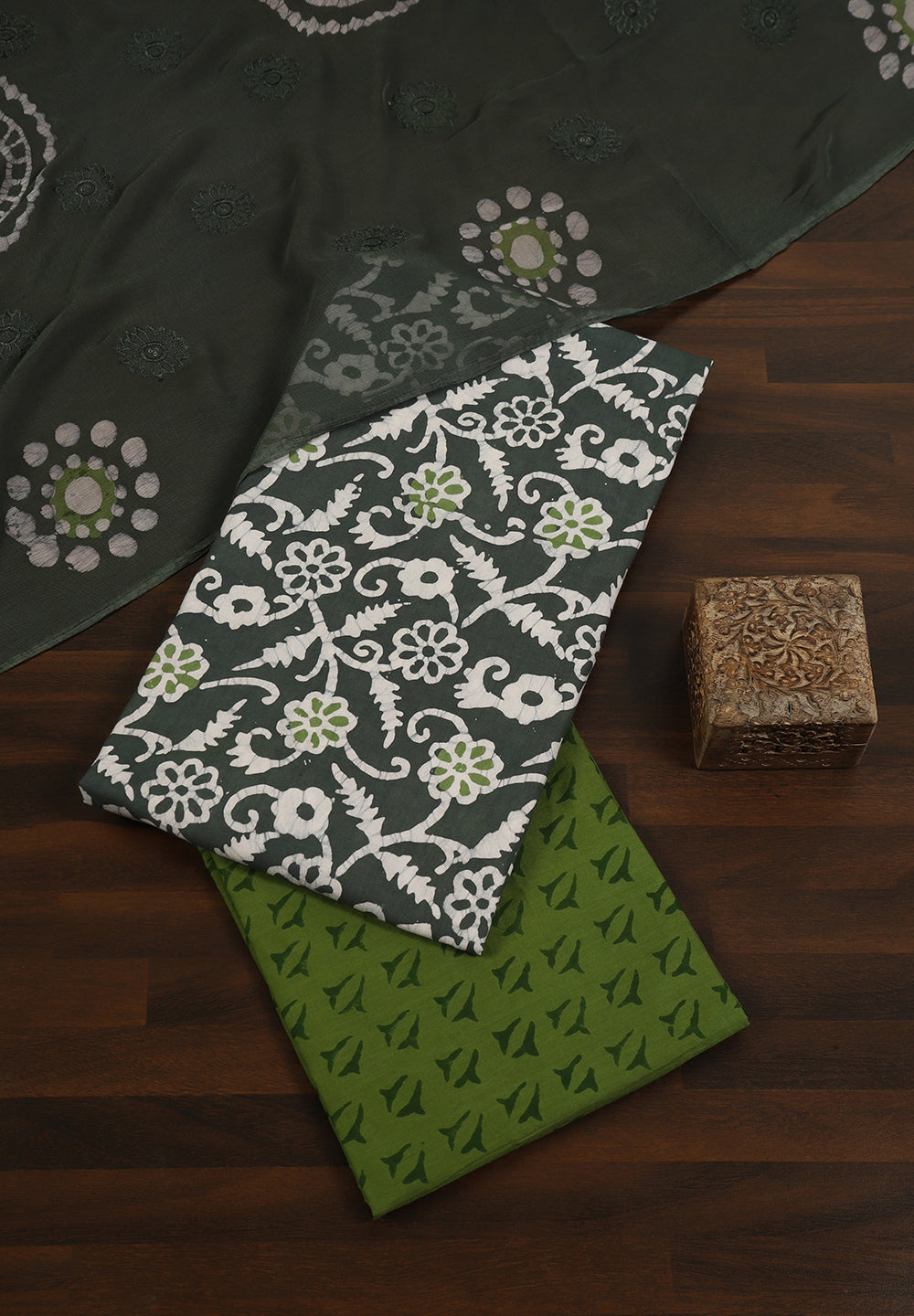 Batik Print  Cotton Unstitched Suit Set