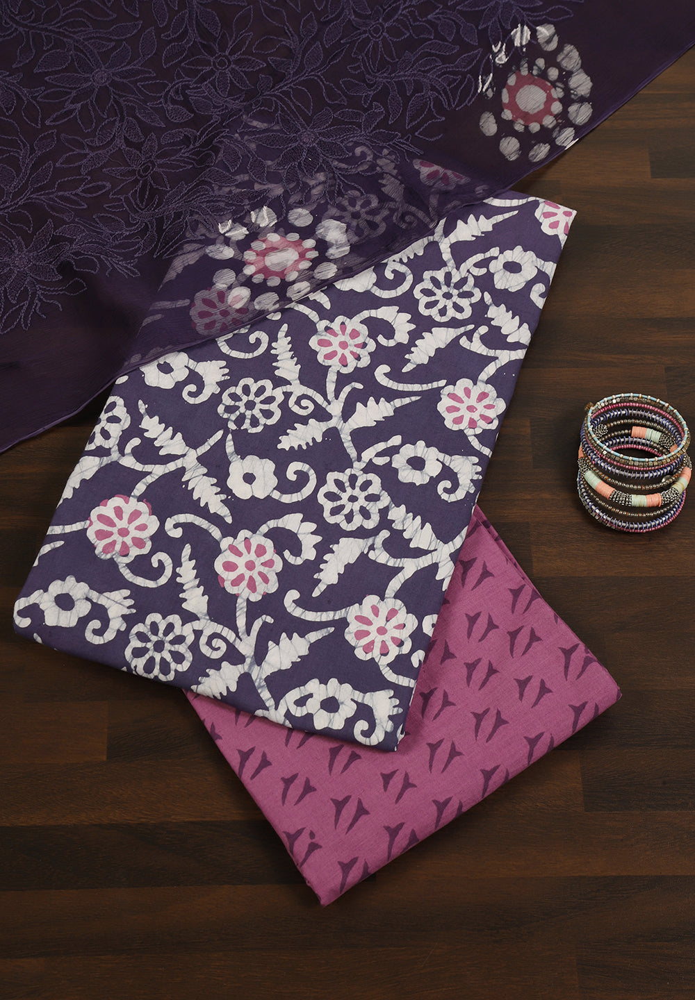 Batik Print  Cotton Unstitched Suit Set