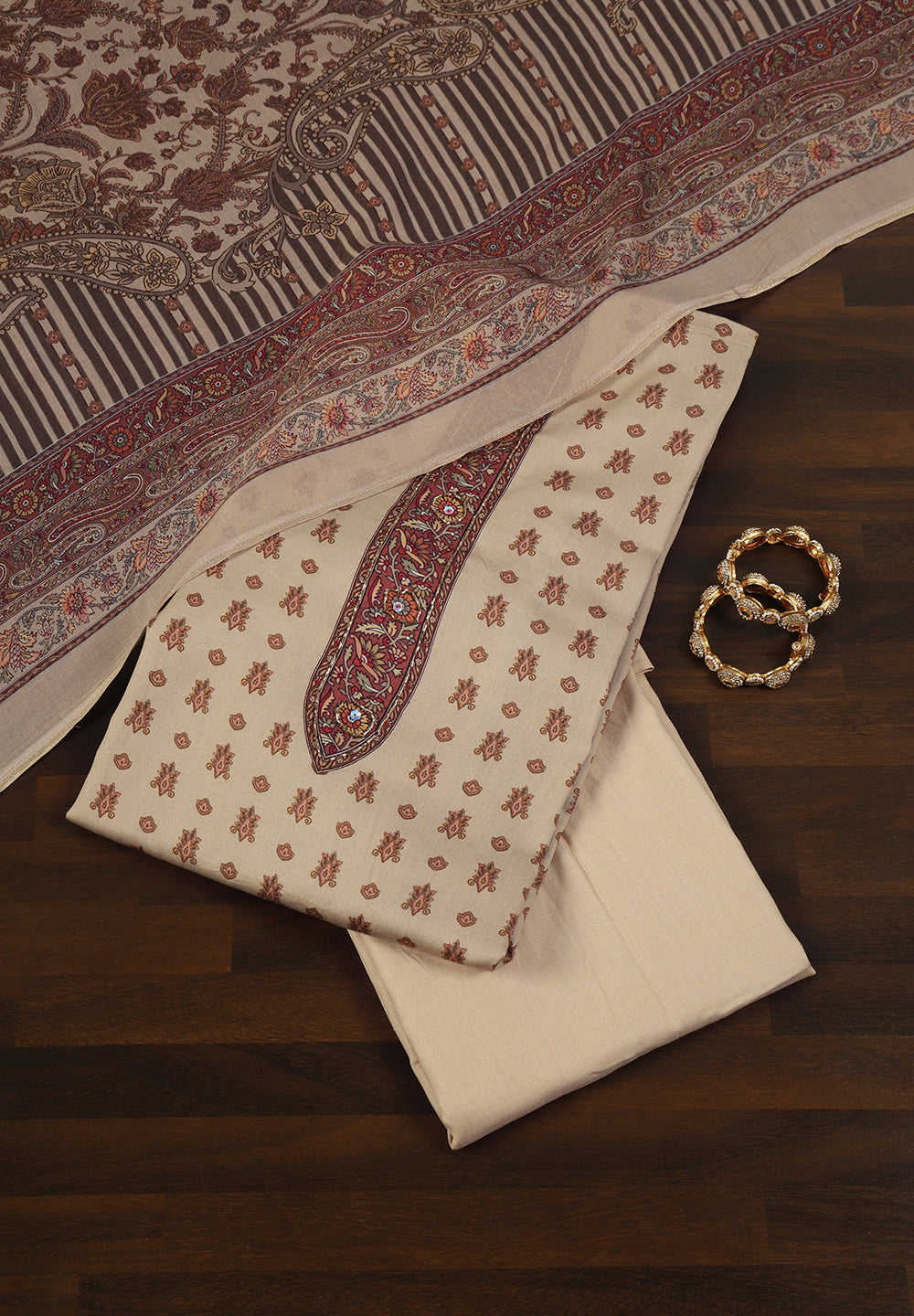 Muslin Cotton Unstitched Fabric Suit With Zarkan Work